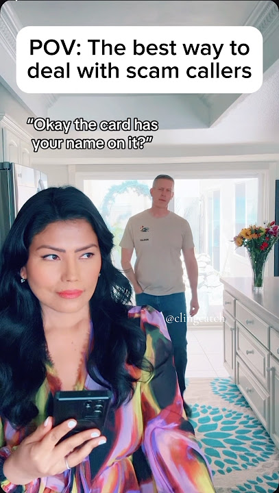 Works every time😅 #scamcaller #scam #calls #husbandwifecomedy #jokes #clingcatch #fyp SC:msnewslady