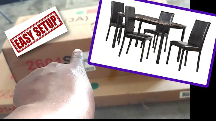 HOW TO SETUP Walmart Weston Home Declan 5 Piece Faux Marble Top Black Metal Frame Dining Set