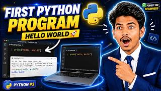 Python Tutorial #3 | Your First Python Program (Hello World) | Python for Beginners 🚀