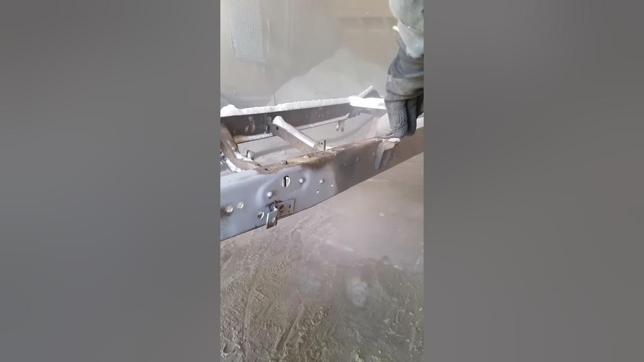 Sandblasting Truck frame with crushed glass YouTube