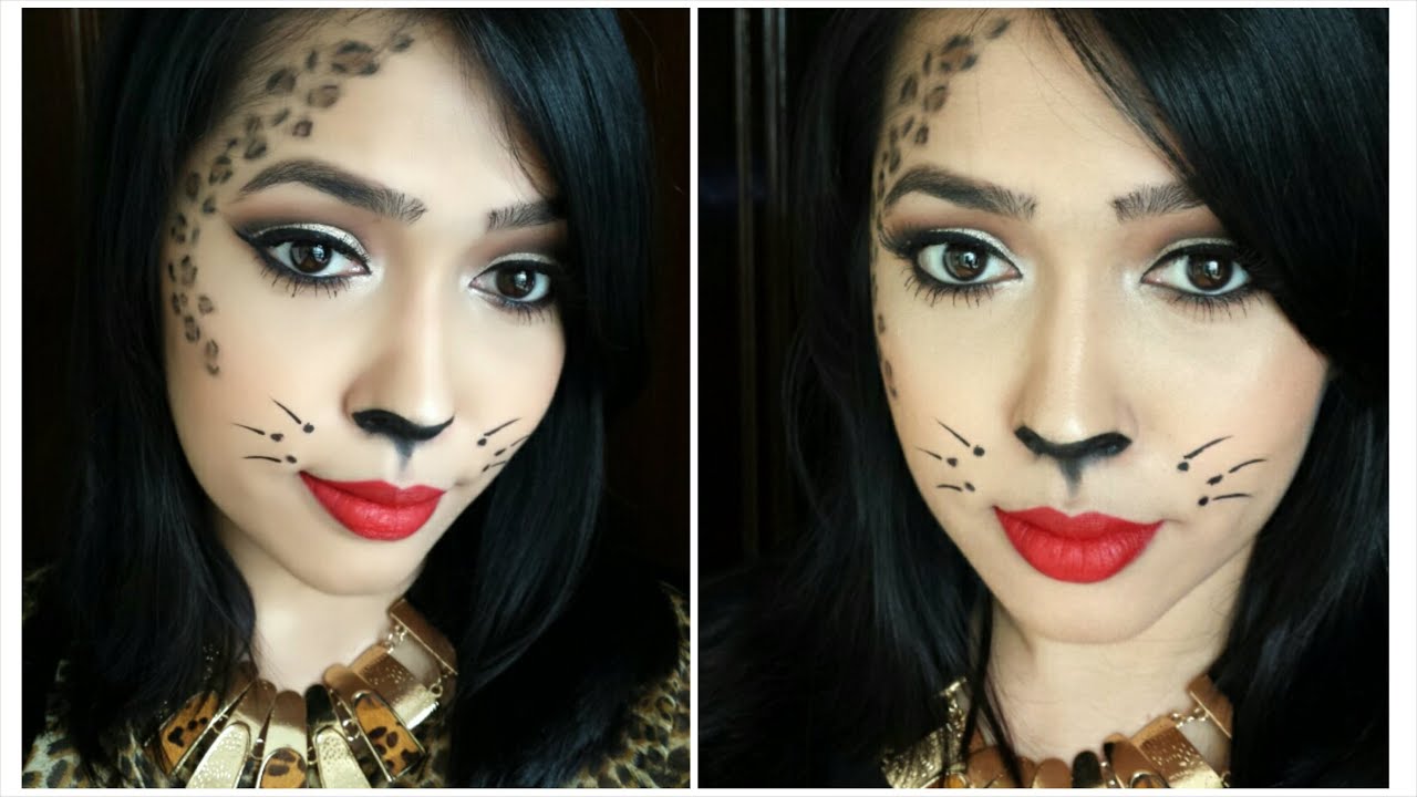 Last Minute Halloween Tutorial Easy Leopard Face Makeup YouTube