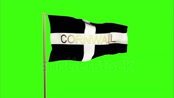 4K Cornwall flag with title waving in the wind. Looping sun rises style. Animation loop Stock video