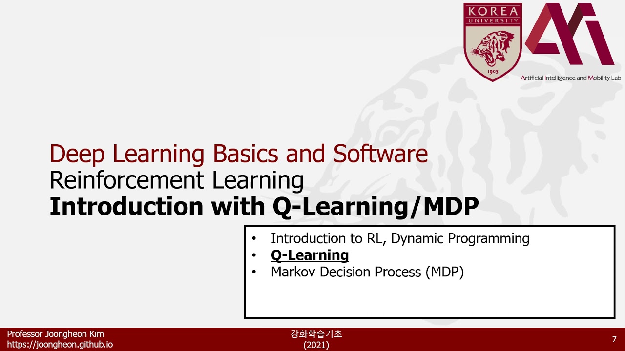 강화학습기초(Introduction to Reinforcement Learning) - YouTube