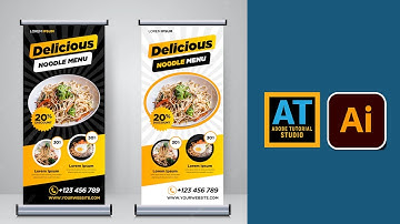 Food Restaurant Roll Up Banner Design in Adobe Illustrator