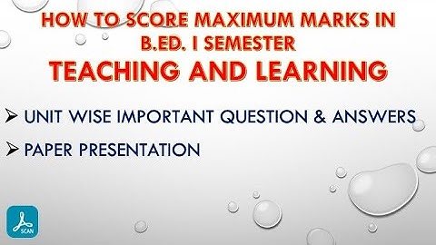 TNTEU BEd I Semester Teaching and Learning Imp  Q & A