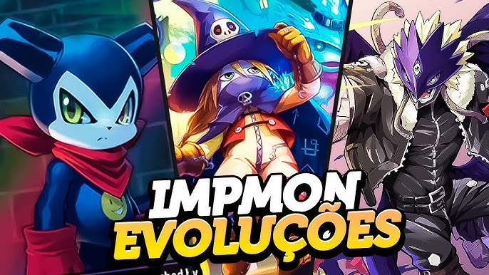 Principais estágios evolutivos do Agumon, um dos Digimon mais famosos.