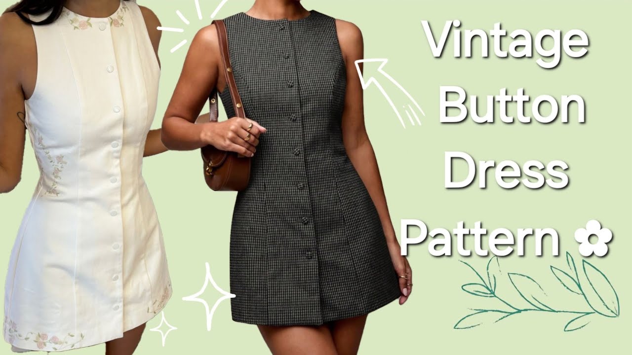 Vintage Button Front Dress Pattern | Easy Pattern Drafting Tutorial✨️🎀