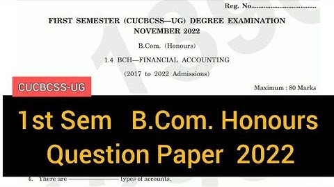 FINANCIAL ACCOUNTING         |        1st Sem   B.Com. Honours     Question Paper   2022 #calicut