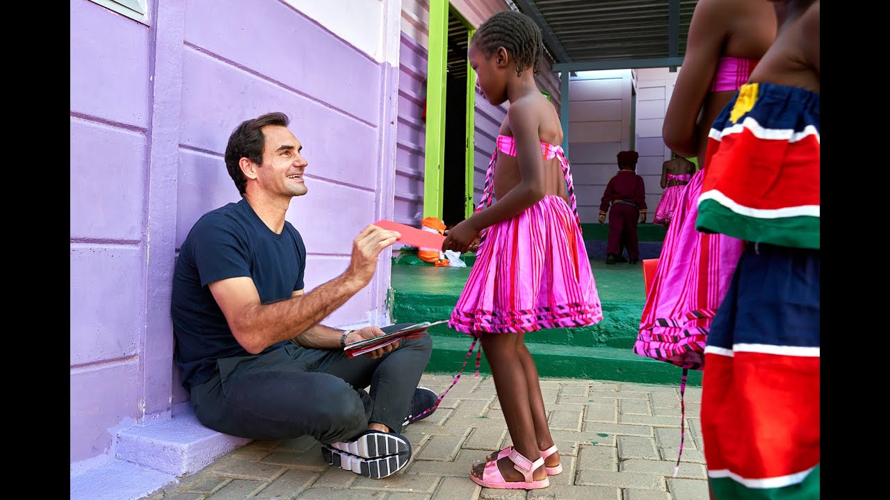 Roger Federer visits the programme of the Foundation in Namibia - YouTube