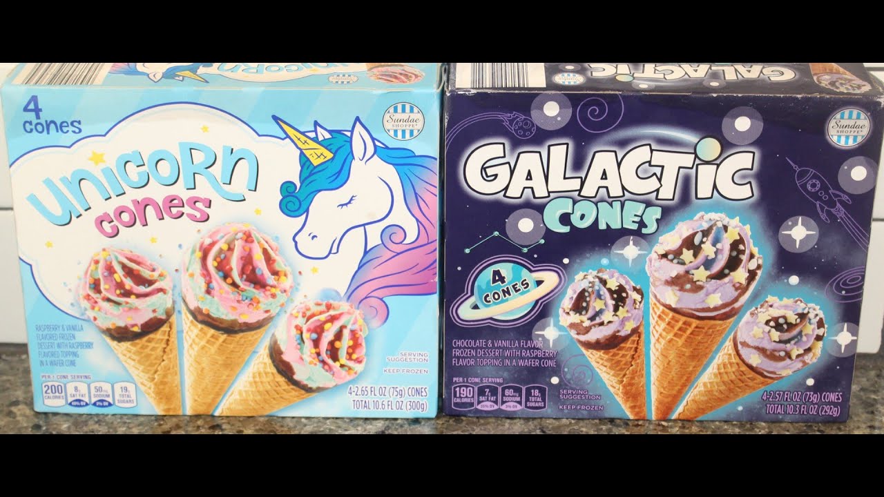 Sundae Shoppe (ALDI) Unicorn Cones & Galactic Cones Review YouTube