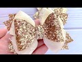 Diy ivory ribbon hair bow with lace and glitter  how to make hair bows  ribbon hair bow tutorial