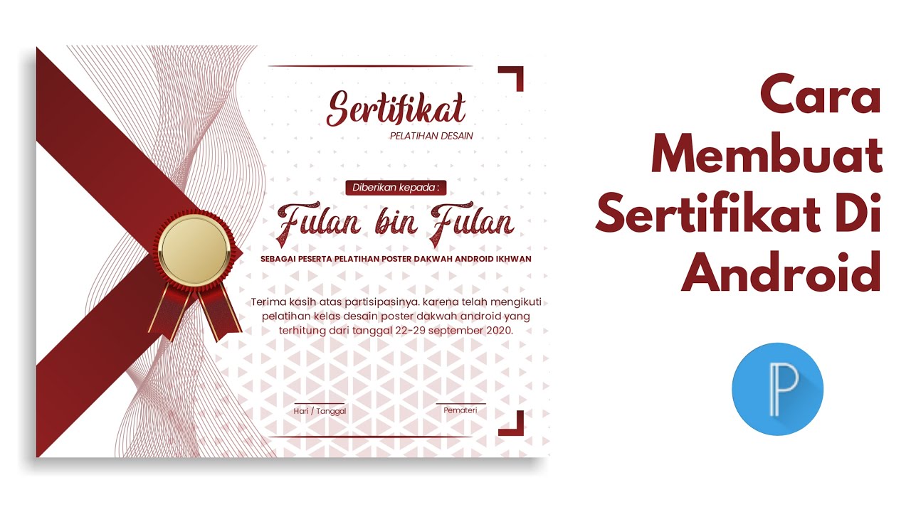 Cara membuat sertifikat di aplikasi pixelLab Android