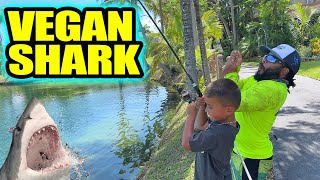 Kid Catches Big VEGAN SHARK!!!!