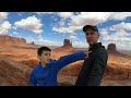 Driving in Monument Valley on a beautiful sunny day