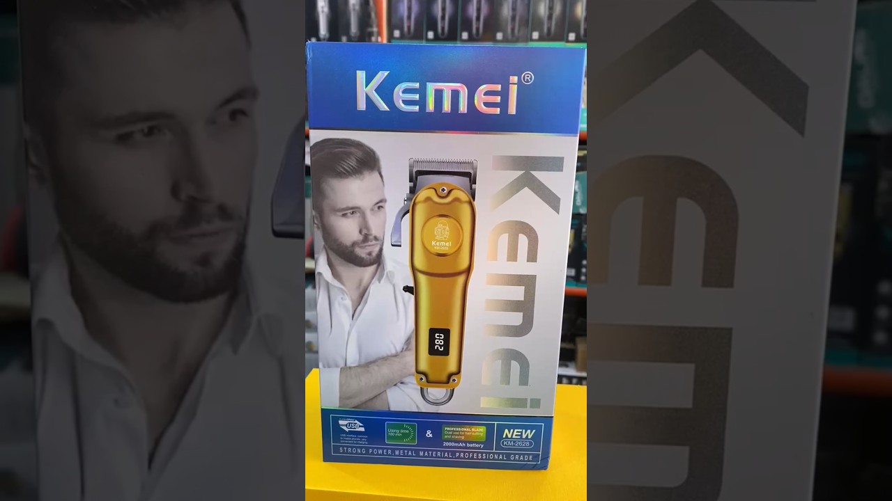 Kemei KM-2628 Professional Hair Clipper | Metallic Gold + LCD Display