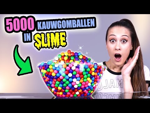 5000 KAUWGOMBALLEN MIXEN IN MEGA SLIJM! || Slime Sunday