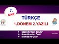 7.Sınıf Türkçe 1.Dönem 2.Yazılı Soru Çözümleri 2018-2019
