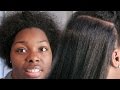 Natural Hair Silk Wrap/Silk Press on Extra DRY Hair | Feat. My Little Sister LOL