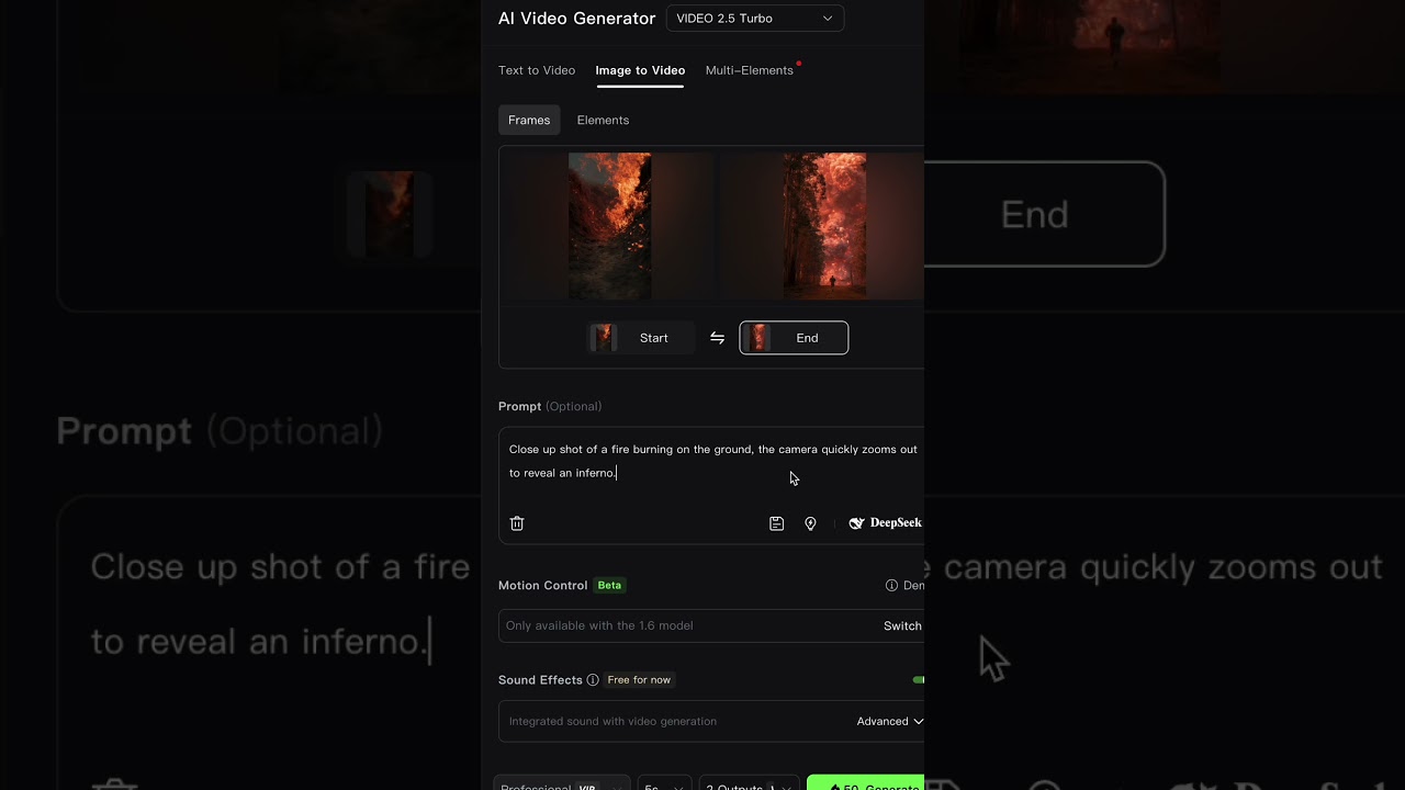 Kling 2.5 Start and End Frames!