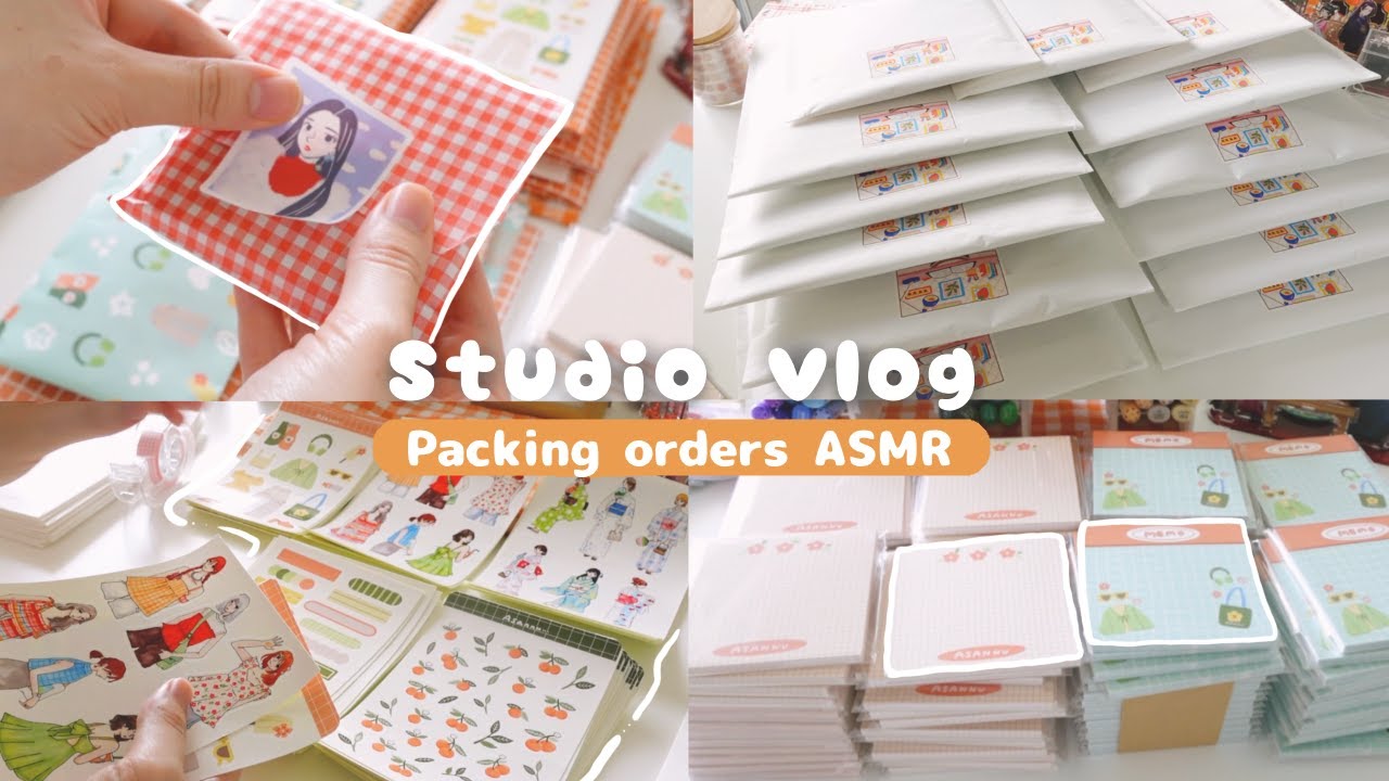 Упаковка и отправка заказанных наклеек и блокнотов.📦📮| Studio Vlog | Packing orders | ASMR