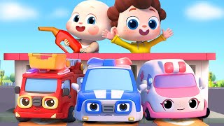 Five Little Cars at Gas Station | Fire Truck, Police Car, Ambulance | Kids Songs | Yes! Neo