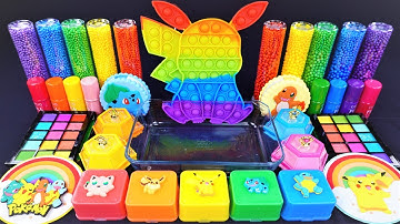 Pokemon Rainbow Slime Mixing Random Cute, shiny things into slime #ASMR #slimevideos #슬라임