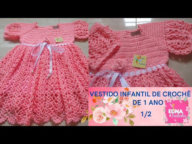 Vestido em Crochê Infantil Branco Este precioso vestidinho foi