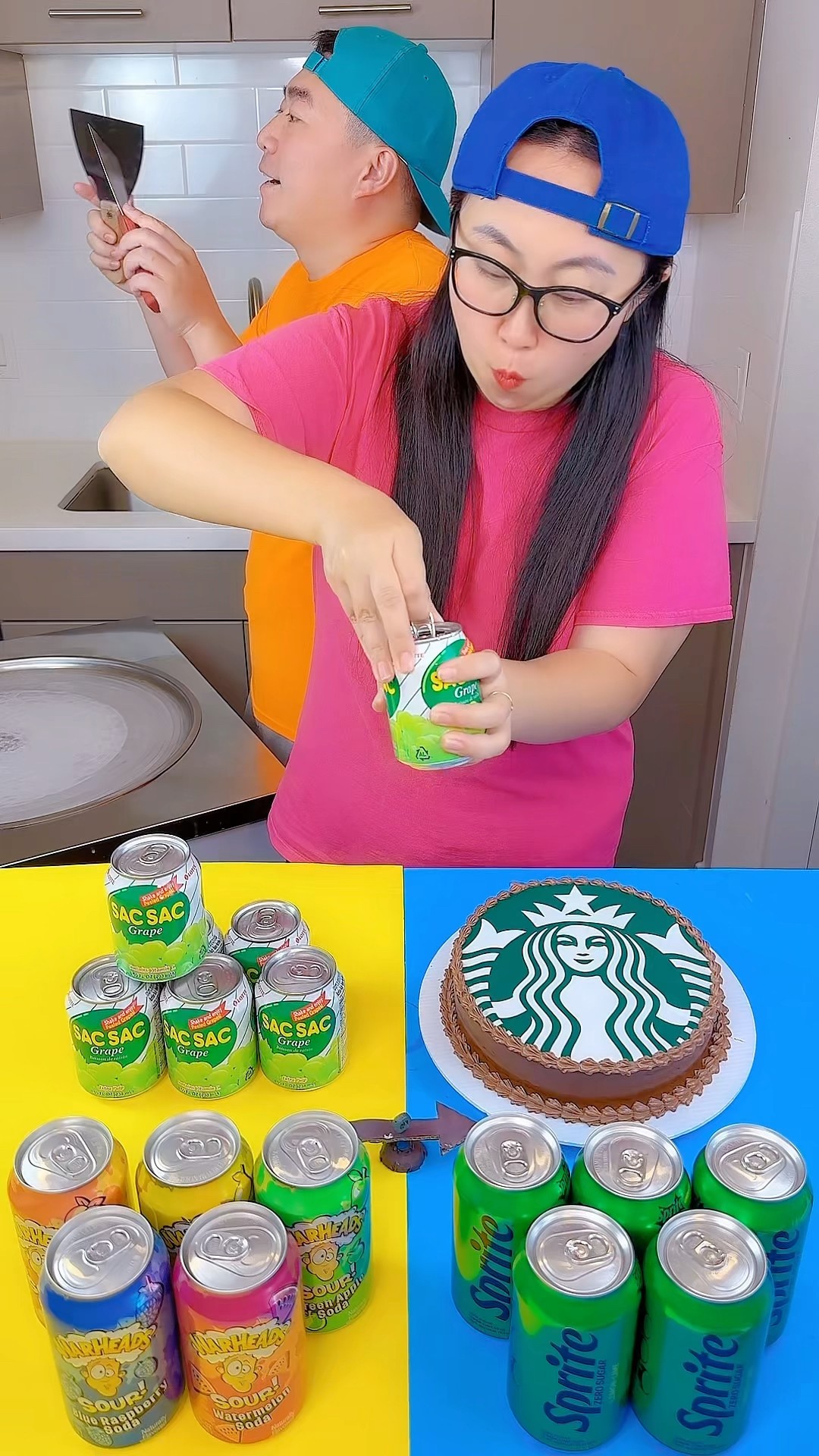 Starbucks cake vs popular drinks ice cream challenge!? #starbucks #funny by Ethan Funny Family