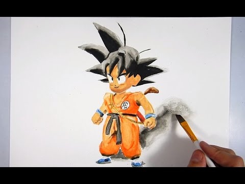 Cómo dibujar a Goku 3D niño - how to draw kid goku 3D - YouTube