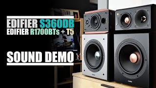 : Edifier S360DB  vs  Edifier R1700BTs + T5 subwoofer  ||  Sound Comparison