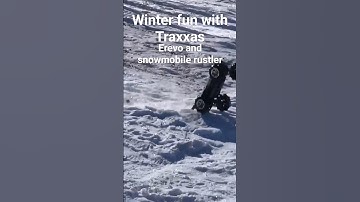 snow day with Traxxas erevo and Snowmobile Rustler #snow #bashing #traxxas #rustler #erevo