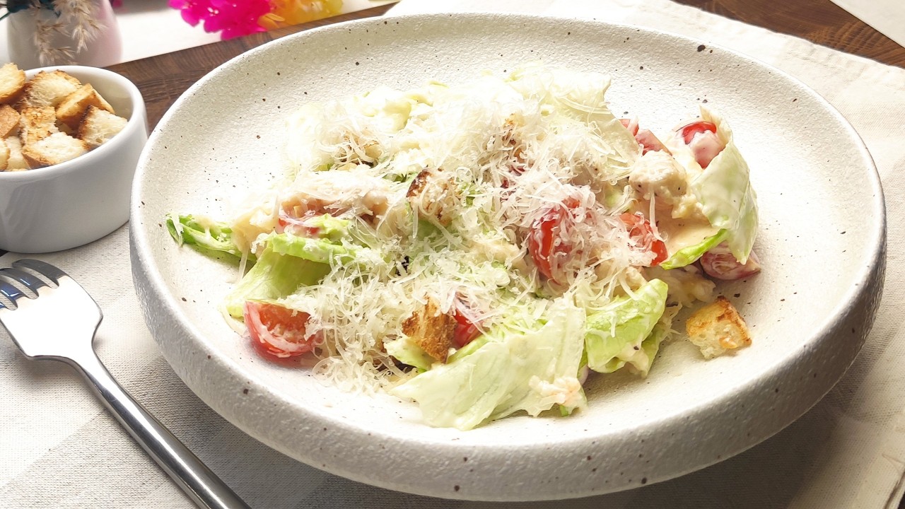 Crispy & Fresh Caesar Salad | Classic Homemade Recipe | ASMR
