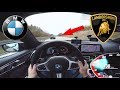 BMW 840d chasing Lamborghini Huracan Performante Spyder on German Autobahn ✔