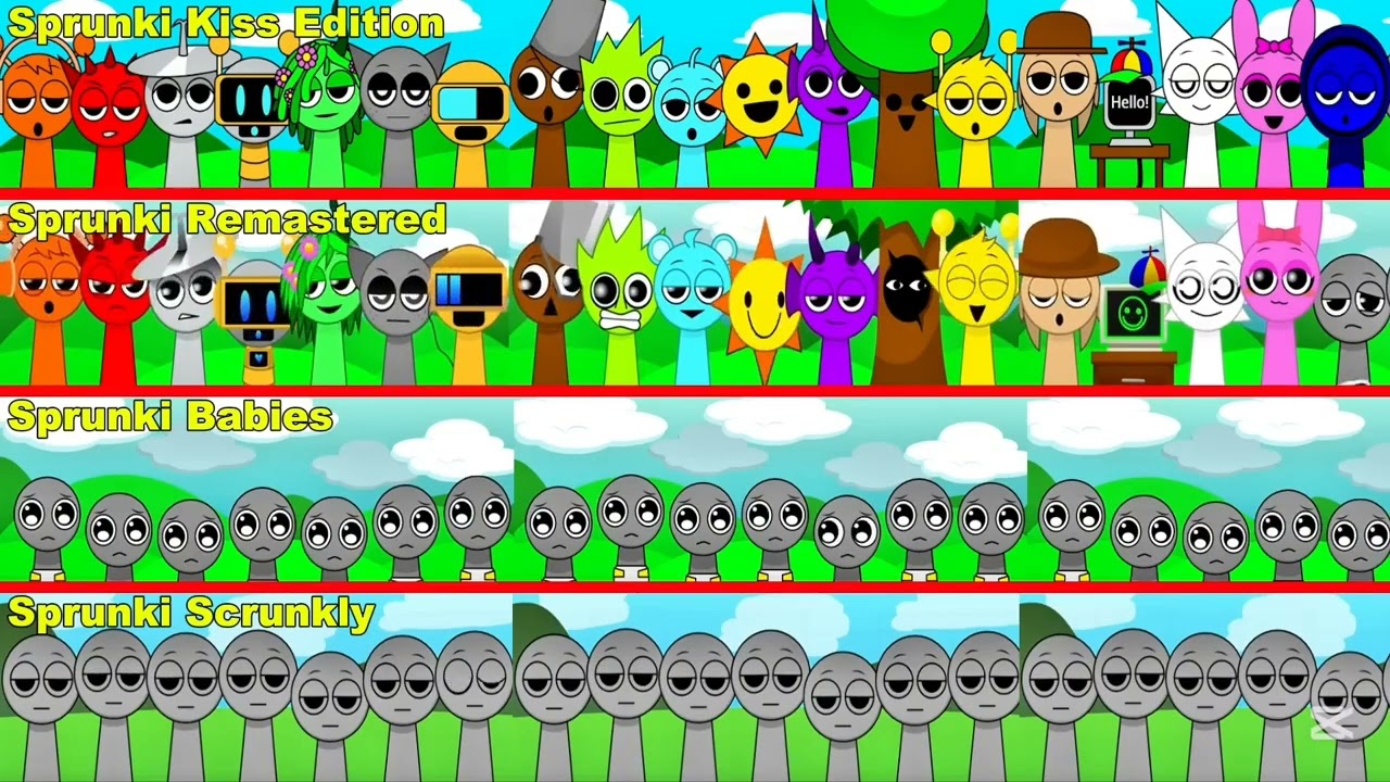 🔥Mix all together characters in Sprunki | Sprunki Kiss Edition vs Sprunki Remastered vs Sprunki Ba…