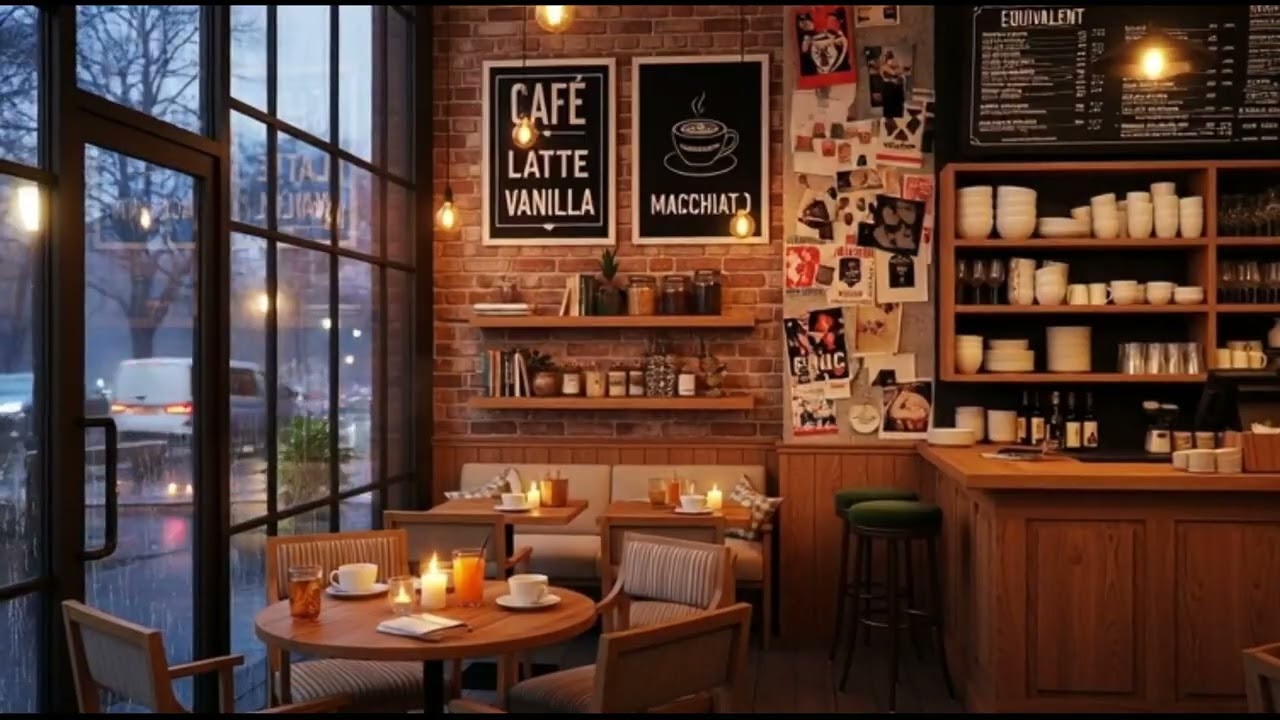 Morning Spring Jazz 🌸 Cozy Outdoor Coffee Shop Ambience | Gentle Jazz Music for Study#d26