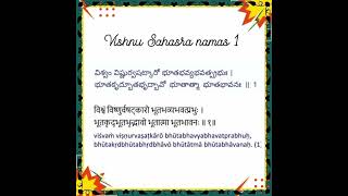 Vishnu Sahasra Namas for beginners in three languages shlokam 1