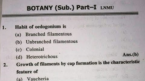botany MCQ (General & Subsidiary) B.Sc. Part -1 Examination | Objective Question 2021 | LMNU