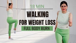 WALKING WORKOUT |  18 MIN NON STOP WALKING FAT BURN - Weight Loss Workout | walk at home | no jump