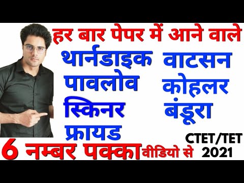 बार-बार पेपर में आने वाले महत्वपूर्ण मनोवैज्ञानिक और उनके सिद्धांत,व्याख्या सहित