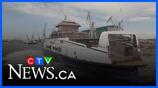 BC Ferries new hybrid-electric vessel splashes into open water on voyage to Vancouver Island