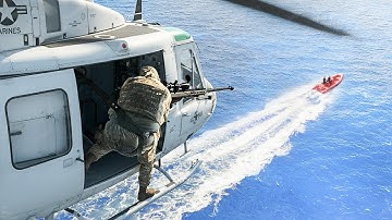 US Marines Sniper Firing at Moving Target During High Speed Chase