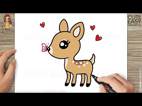 How to Draw a Cute Little Deer / Cute Fawn Drawing