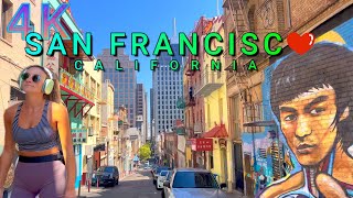 San Francisco Chinatown Walk on a Beautiful Day, California USA 4K-UHD