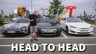 Audi Etron GT v Porsche Taycan 4S v Tesla Model S LRP-Convoy comparison - Efficiency, Range & Review