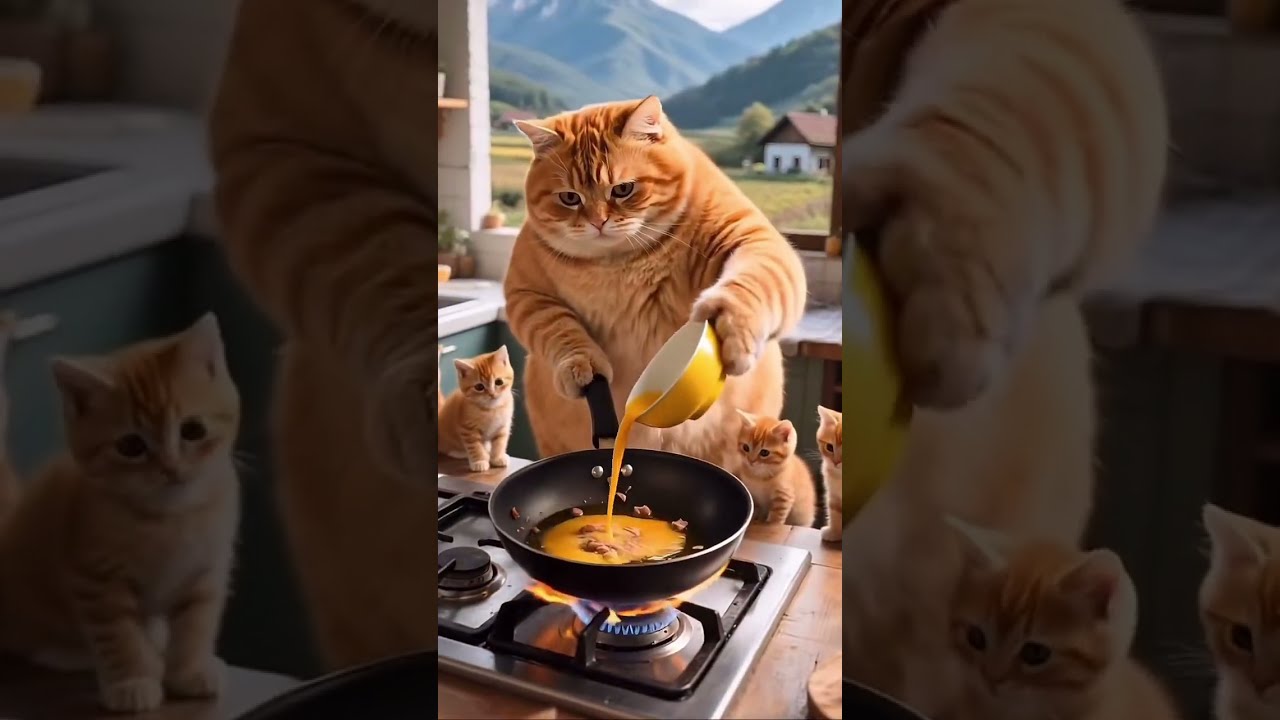 Cat Parents Are Cooking Food For Their Kittens Cats Cookingcat Cutecats Mukbang Ai