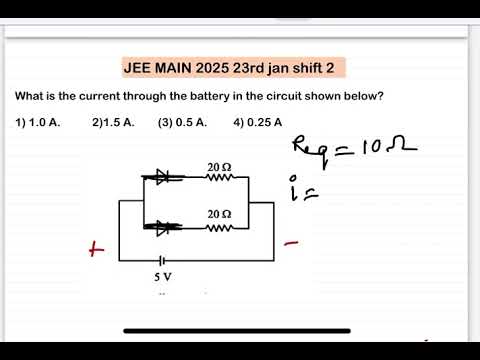 JEE MAIN2025(23jan shift2)What is the current through the battery in the circuit shown below?1)1.0A 14 JEE MAIN2025(23jan shift2)What is the current through the battery in the circuit shown below?1)1.0A