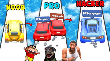 SHINCHAN BUY GOLD SUPERCARS AND BECOME CAR RACE CHALLENGE WINNER | NOOB VS PRO VS HACKER