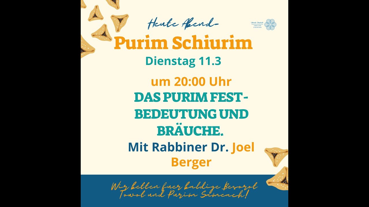 Purim Schiur mit Rabbi Dr Joel Berger 11.3.25
