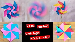 2 Cara Membuat Kincir Angin 8 Baling-baling dari Kertas Origami || Kincir Angin Pelangi || Dua Warna