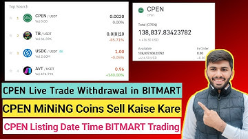 CPEN Live Trade on BITMART Exchange 🎁| CPEN Convert To USDT | CPEN Withdrawal Kaise Kare CPEN/USDT